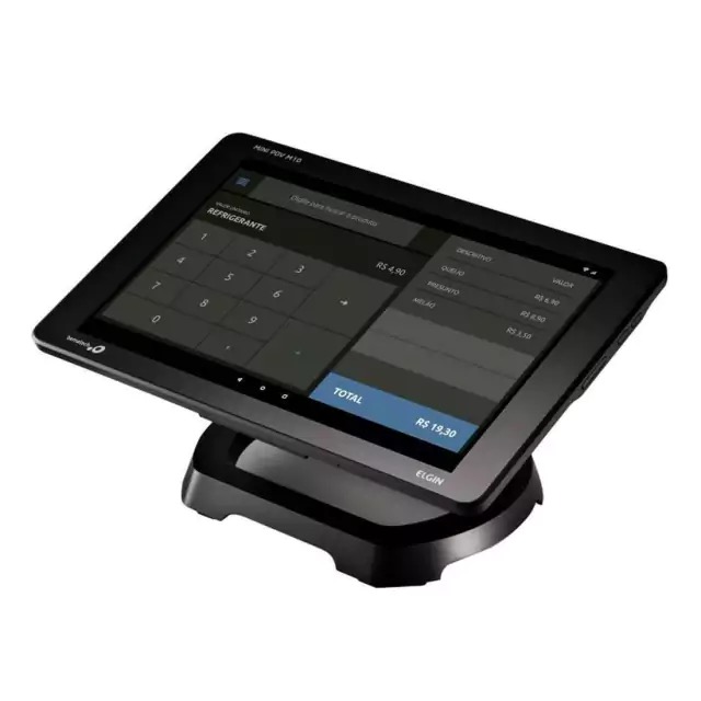 Equipamento M10, tela touch de 10 polegadas sobre base de balcão